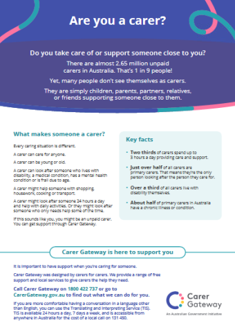 cover of Factsheet: Are you a carer?