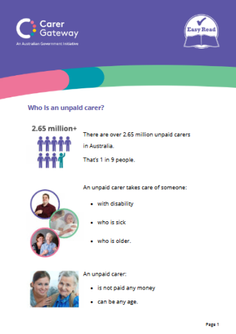 cover of Easy read: Who is an unpaid carer?