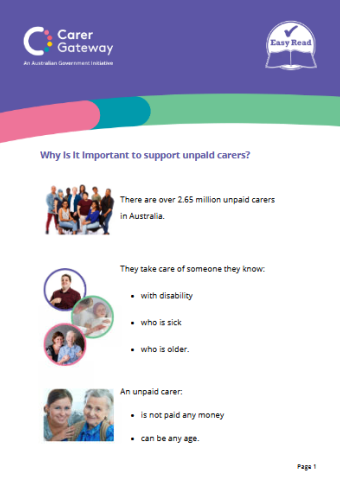 cover of Easy read: Why is it important to support unpaid carers?