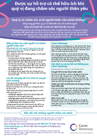 Factsheet: Being a Carer and seeking support Cover Image